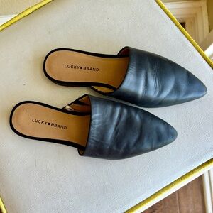 Lucky Brand Black Leather Mule Slides - Sz 6.5